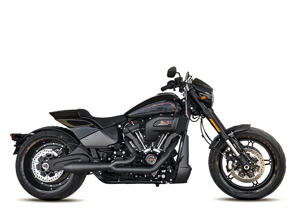 Megaphone Gen II 2-into-1 Exhaust - Black. Fits Softail Breakout & Fat Boy 2018-2024 - Two Brothers Racing Exhaust