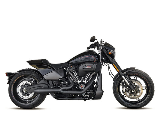 Megaphone Gen II 2-into-1 Exhaust - Black. Fits Softail Breakout & Fat Boy 2018-2024 - Two Brothers Racing Exhaust