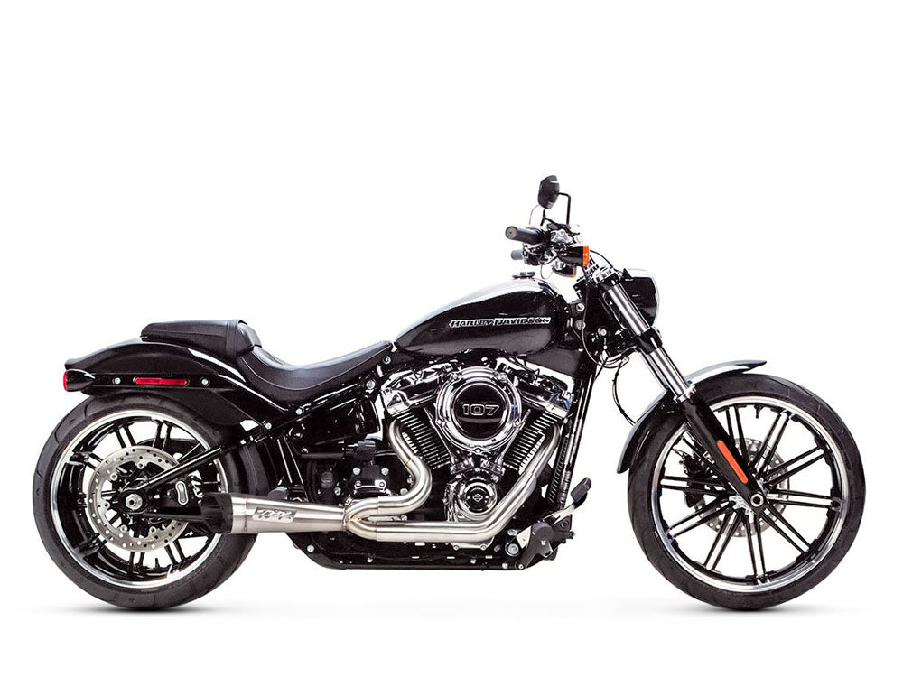 Shorty Turnout 2-into-1 Exhaust - Stainless Steel with Black End Cap. Fits Softail 2018-2024 - Two Brothers Racing Exhaust