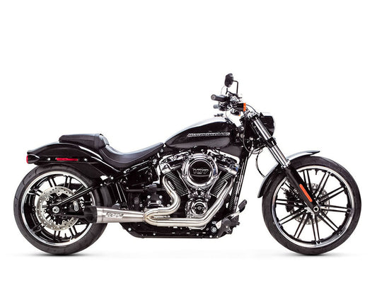Shorty Turnout 2-into-1 Exhaust - Stainless Steel with Black End Cap. Fits Softail 2018-2024 - Two Brothers Racing Exhaust