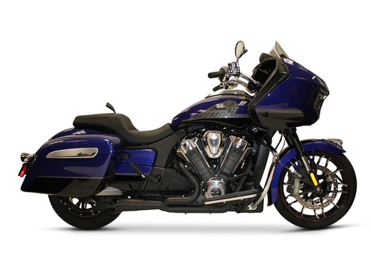 Shorty Turnout 2-into-1 Exhaust - Black. Fits Indian Challenger 2020up - Two Brothers Racing Exhaust