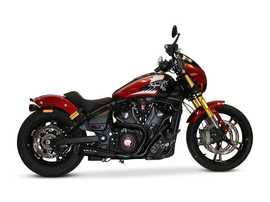 Comp-S 2-into-1 Exhaust - Black with Carbon Fiber End Cap. Fits Indian Scout 2018up - Two Brothers Racing Exhaust