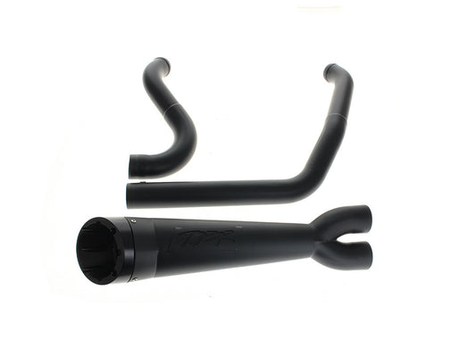 Shorty Turnout 2-into-1 Exhaust - Black with Black End Cap. Fits Softail 2018up with Non-240 Rear Tyre - Two Brothers Racing Exhaust