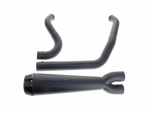 Comp-S 2-into-1 Exhaust - Black with Carbon Fiber End Cap. Fits Softail Breakout & Fat Boy 2018up - Two Brothers Racing Exhaust