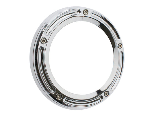 Assault Clear Derby Cover - Chrome. Fits Softail 1999-2018, Dyna 1999-2017 & Touring 1999-2015. - Trask Performance