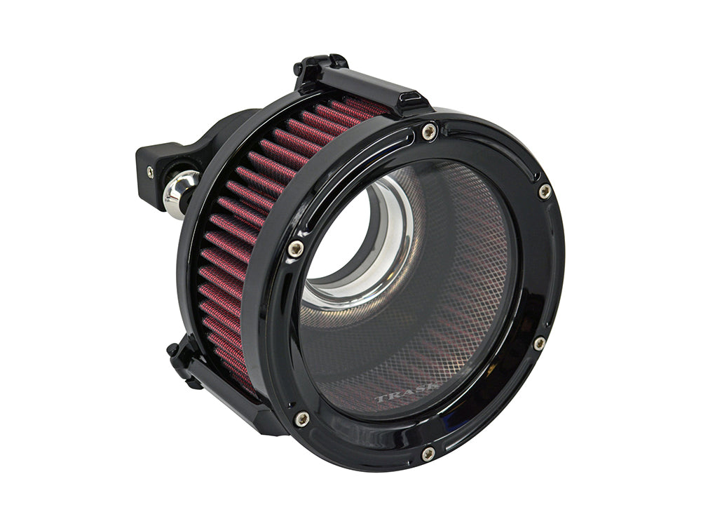 Assault Clear Air Cleaner Kit - Gloss Black. Fits Touring 2008-2016, Softail 2016-2017, CVO Softail 2011-2017 & Dyna Low Rider S 2016-2017 with Throttle-by-Wire - Trask Performance