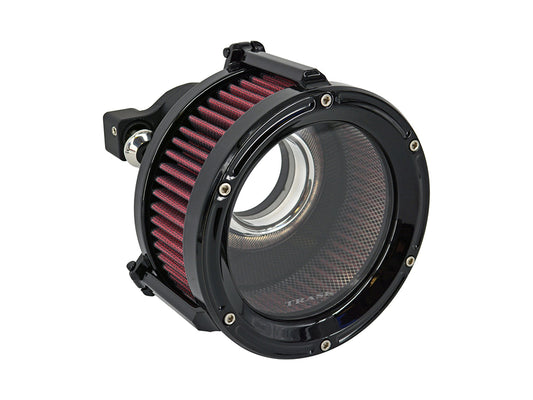 Assault Clear Air Cleaner Kit - Gloss Black. Fits Touring 2008-2016, Softail 2016-2017, CVO Softail 2011-2017 & Dyna Low Rider S 2016-2017 with Throttle-by-Wire - Trask Performance