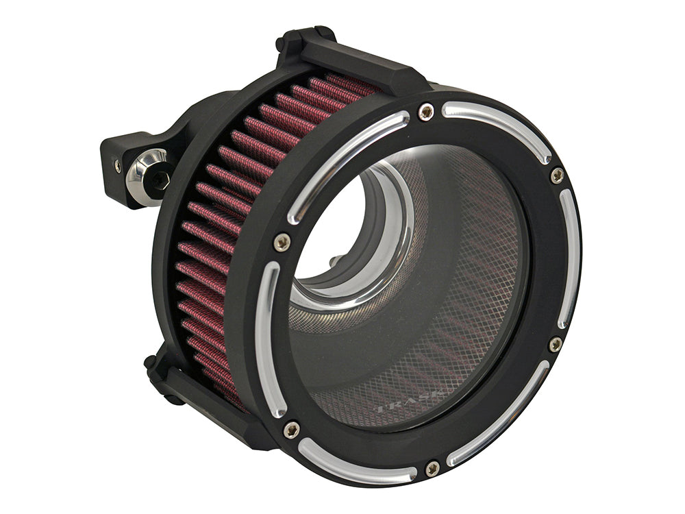 Assault Clear Air Cleaner Kit - Reverse Cut Black. Fits Softail 2000-2015, Dyna 1999-2017, Touring 1999-2007 with CV Carb or Cable Operated Delphi EFI - Trask Performance
