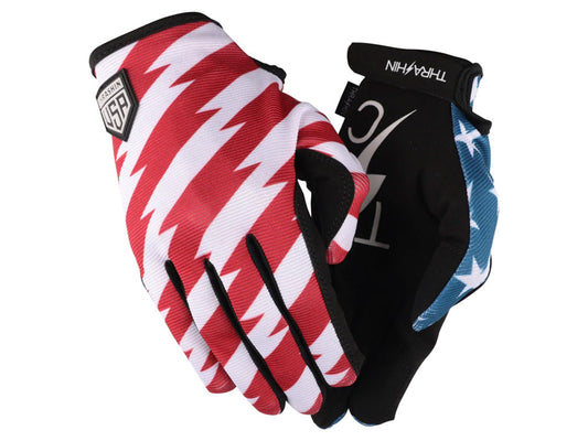 Red & Blue, Stars & Bolts Stealth Gloves - Size 2X-Large - Thrashin Supply