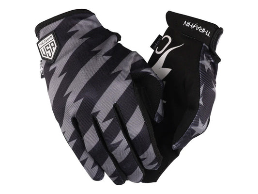 Black & Grey, Stars & Bolts Stealth Gloves - Size 2X-Large - Thrashin Supply