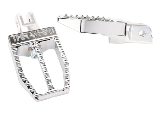 Militant Footpegs - Chrome. Fits Softail 2018up Front Rider - Thrashin Supply