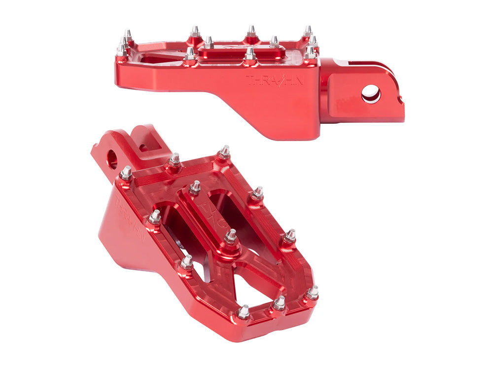 Aggressor Footpegs - Red. Fits Softail 2018up Front Rider - Thrashin Supply