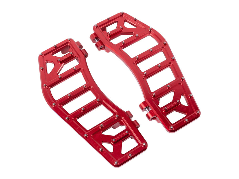 Aggressor Rider Floorboards - Red. Fits Touring 1980up, FL Softail 1986-2017 & Dyna Switchback 2012-2016 - Thrashin Supply