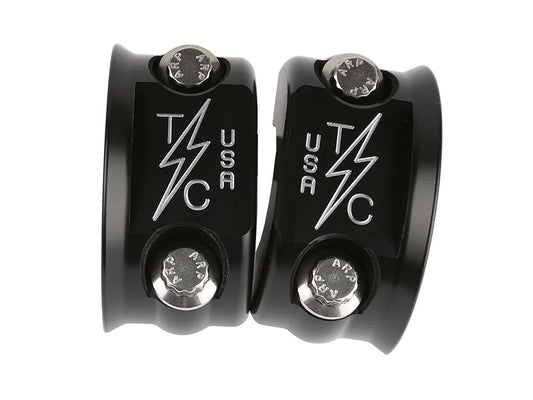 OG Clutch & Brake Perch Clamp - Twice Cut Black. Fits Softail 1984-2024, Dyna 1991-2017, Most Touring 1982-2024, Sportster 1982-2003 & FXR 1982-1994 - Thrashin Supply