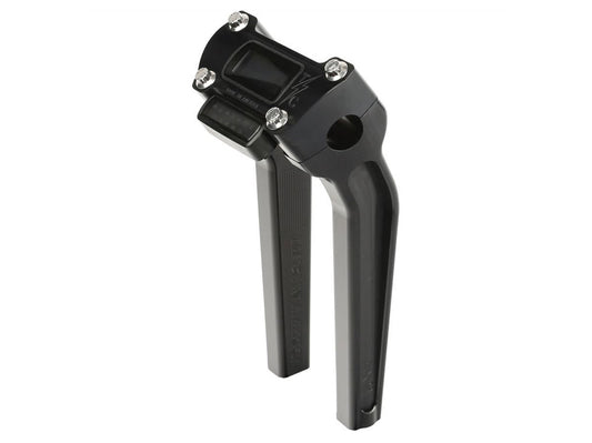 9.5in. Pull Back Thrashin Risers - Black. Fits Softail Street Bob, Low Rider ST, Standard & Breakout 2018-2024 - Thrashin Supply