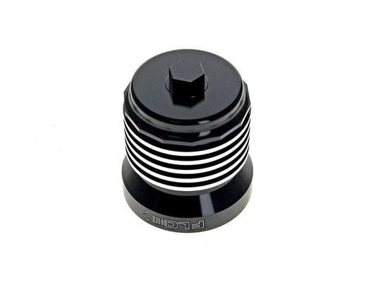 FLO Reusable Oil Filter - Black with Polished Fins. Fits Milwaukee Eight 2017up, Twin Cam 1999-2017, Evolution 1984-1999 & Sportster 1984-2021 - Ultra Cool