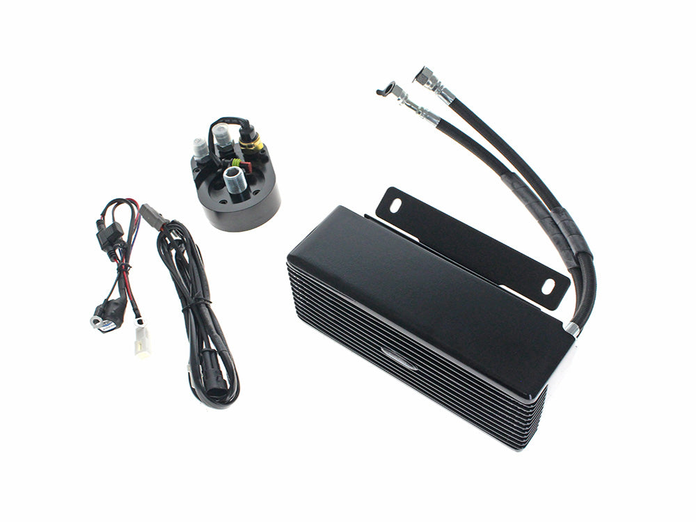 Fan Assisted Low Mount Oil Cooler Kit - Gloss Black. Fits Touring 2009-2016 - Ultra Cool