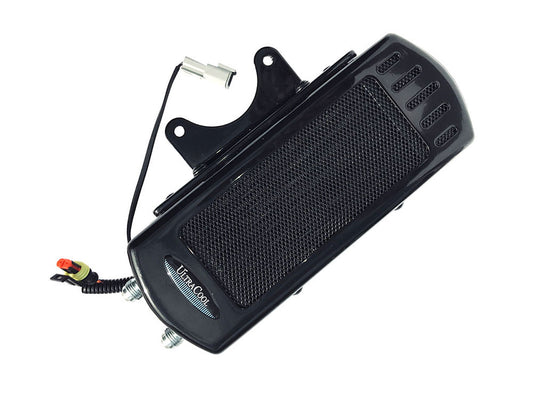 Fan Assisted Side Mount Oil Cooler Kit - Gloss Black. Fits Softail 1985-2017 - Ultra Cool
