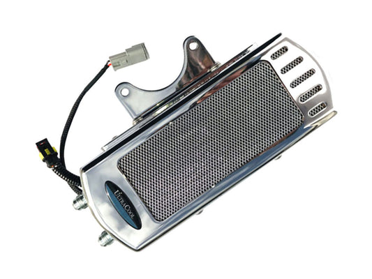 Fan Assisted Side Mount Oil Cooler Kit - Chrome. Fits Touring 2017-2024 with Harley-Davidson Full Size Engine Guard - Ultra Cool