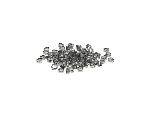 11/32in. Stepless Ear Clamps - Pack of 100. Size range is 7.8 to 9.5mm - V-Factor
