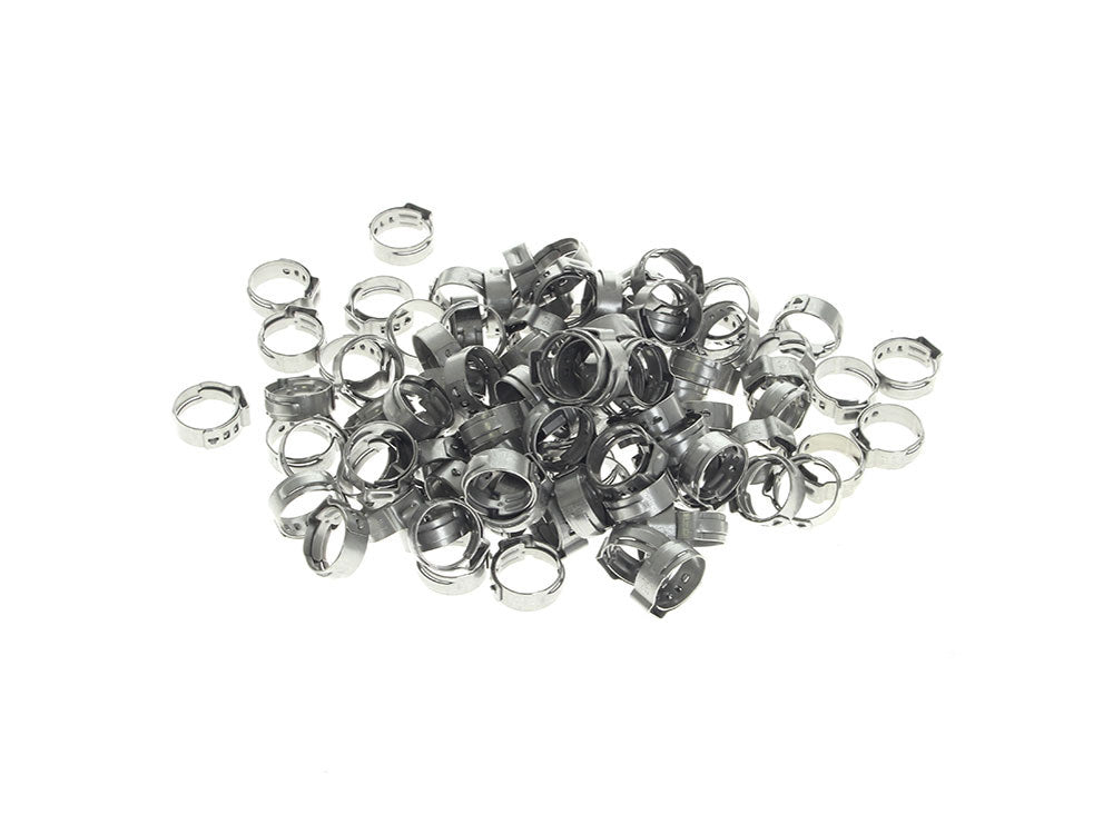 5/8in. Stepless Ear Clamps - Pack of 100. Size range is 13.2mm to 15.7mm - V-Factor