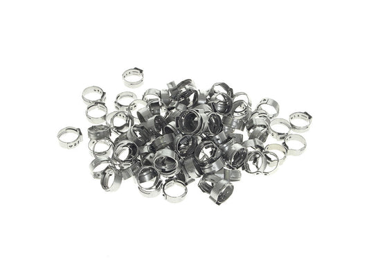 5/8in. Stepless Ear Clamps - Pack of 100. Size range is 13.2mm to 15.7mm - V-Factor