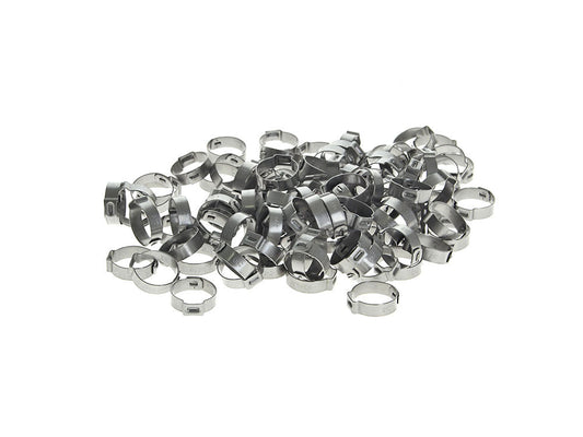 13/16in. Step Type Ear Clamps - Pack of 100. Size range is 17.8mm to 21.0mm - V-Factor