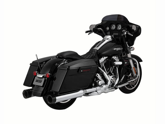 4.5in. OverSized 450 Destroyer Slip-On Mufflers - Chrome with Black End Caps. Fits Touring 1995-2016 & Trike 2017-2020 - Vance And Hines