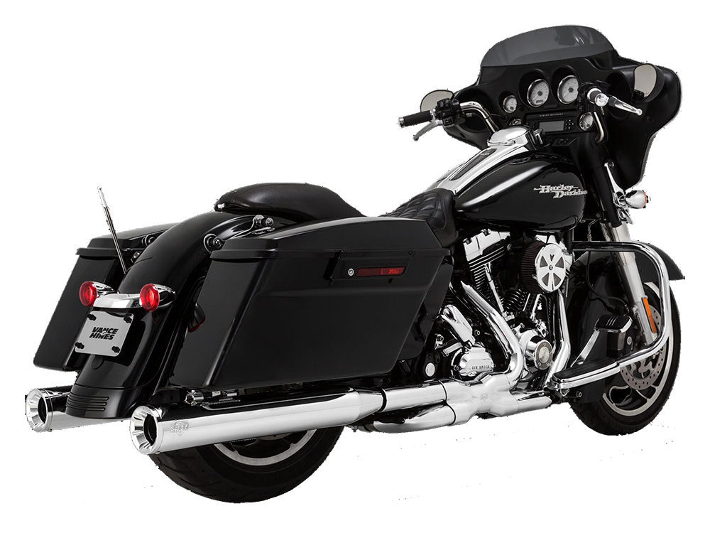 4in. Eliminator 400 Slip-On Mufflers - Chrome with Chrome End Caps. Fits Touring 2017up - Vance And Hines