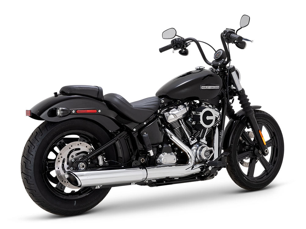 4in. Twin Slash Slip-On Muffler - Chrome. Fits Softail Street Bob, Low Rider S, Low Rider ST & Heritage 2025up - Vance And Hines