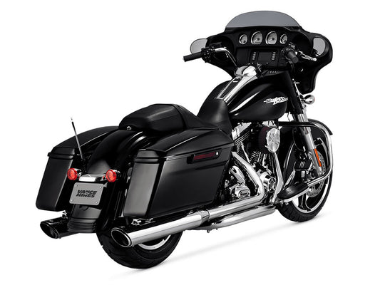 4in. Twin Slash Round Slip-On Mufflers - Chrome. Fits Touring 1995-2016 & Trike 2017-2020 - Vance And Hines