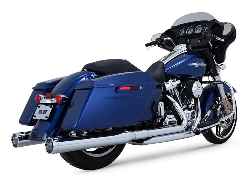 4in. Monster Round Slip-On Mufflers - Chrome with Chrome End Caps. Fits Touring 2017up - Vance And Hines