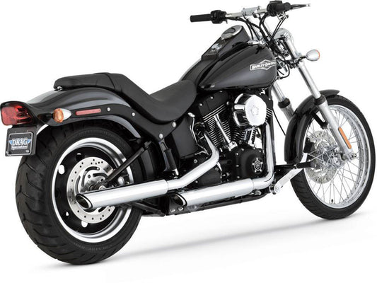 3in. Twin Slash Slip-On Mufflers - Chrome. Fits Softail FXST 2007-2017, Heritage Softail Classic 2007-2017, Breakout 2013-2017 & Rocker 2008-2011. - Vance And Hines