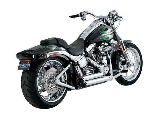 Shortshots Staggered Exhaust - Chrome. Fits Softail 1986-2017 Non-240 Tyre Models - Vance And Hines