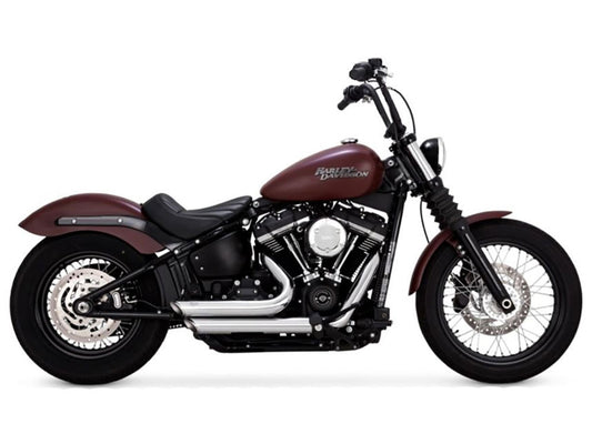 Shortshots Staggered Exhaust - Chrome. Fits Softail 2018up Non-240 Tyre Models - Vance And Hines