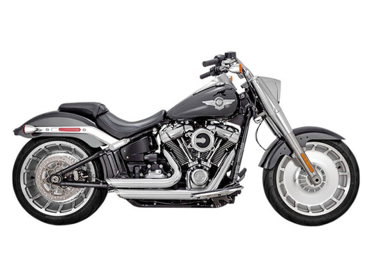Shortshots Staggered Exhaust - Chrome. Fits Breakout & Fat Boy 2018up - Vance And Hines