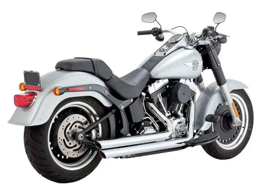 Big Shots Staggered Exhaust - Chrome. Fits Softail 1986-2017 Non-240 Tyre Models - Vance And Hines