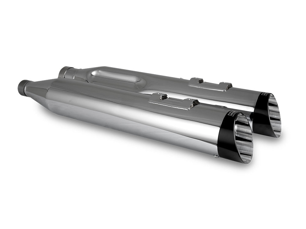 4.5in. Razorback Slash Cut Slip-On Mufflers - Chrome with Black End Caps. Fits Touring 2017up - Vance And Hines