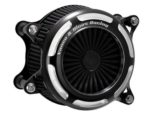 VO2 Onyx Air Cleaner Kit - Black Contrast Cut. Fits CVO Touring 2023up, Street Glide & Road Glide 2024up, Touring 2025up & Softail 2025up - Vance And Hines