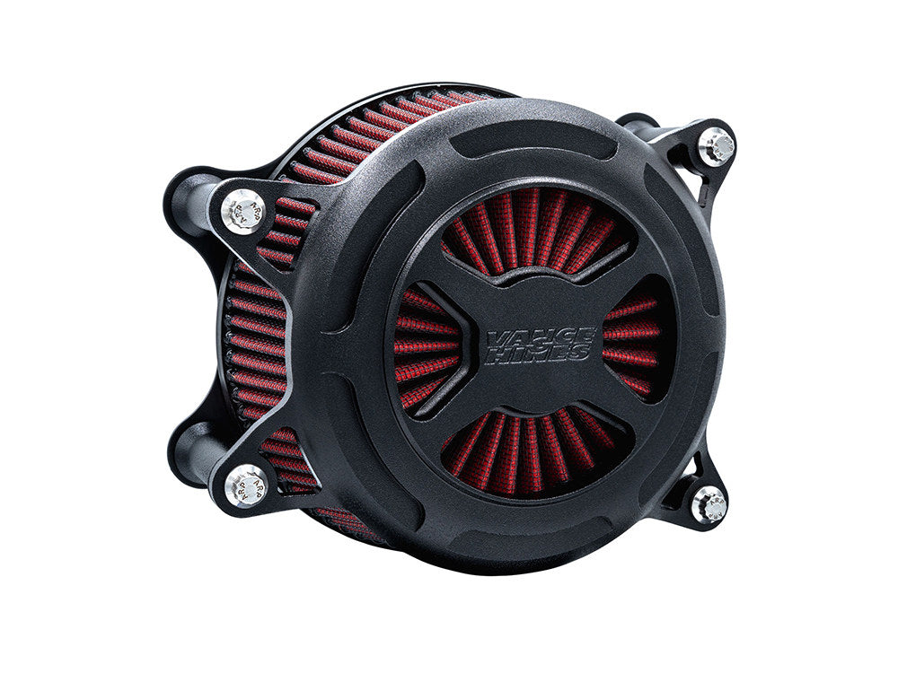 VO2 X Air Cleaner Kit - Wrinkle Black. Fits Softail 2000-2015, Dyna 1999-2017, Touring 1999-2007 with CV Carb or Cable Operated Delphi EFI - Vance And Hines