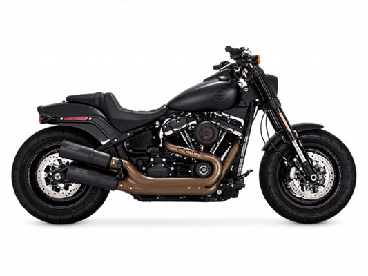 Hi-Output Slip-On Mufflers - Black. Fits Fat Bob 2018-2024 - Vance And Hines