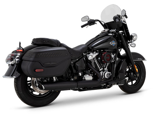 4in. Twin Slash Slip-On Muffler - Black. Fits Softail Street Bob, Low Rider S, Low Rider ST & Heritage 2025up - Vance And Hines
