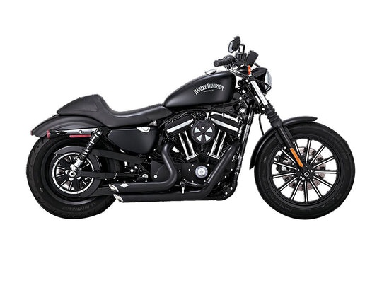 Shortshots Staggered Exhaust - Black. Fits Sportster 2004-2013 - Vance And Hines