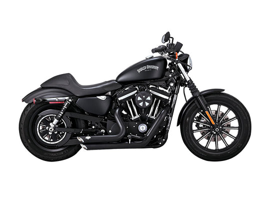 Shortshots Staggered Exhaust - Black. Fits Sportster 2014-2021 - Vance And Hines