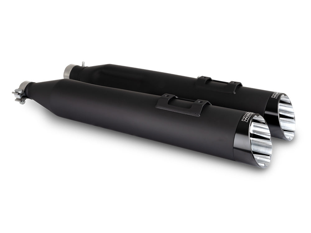 4.5in. Razorback Slash Cut Slip-On Mufflers - Black with Black End Caps. Fits Touring 2017up - Vance And Hines