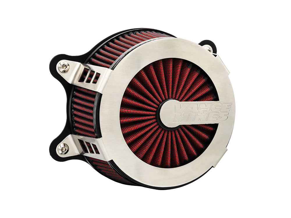 VO2 Cage Fighter Air Cleaner Kit - Brushed Stainless Steel. Fits Touring 2017-2024 & Softail 2018-2024 - Vance And Hines