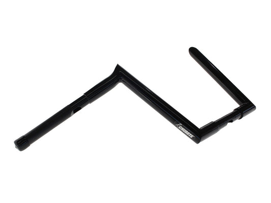 10in. x 1-1/4in. Chubby Hooked Ape Hanger Handlebars - Gloss Black. - Wild 1 Handlebars