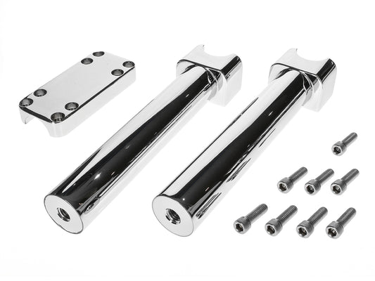 10in. Tall Savage Risers with Top Clamp - Chrome. Fits 1-1/4in. Handlebar. - Wild 1 Handlebars